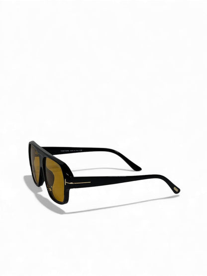 Tom Ford-Inspired Black Aviator Sunglasses – Amber Lens Luxury Edition 😎✨
