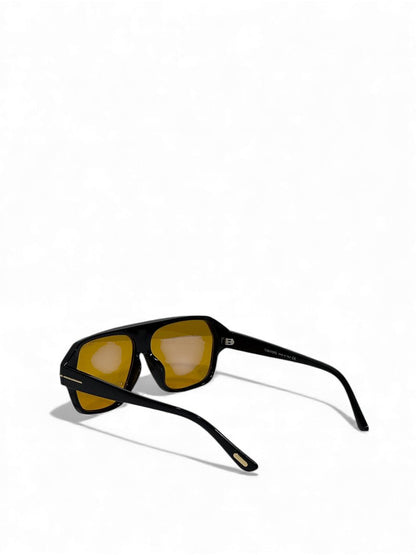 Tom Ford-Inspired Black Aviator Sunglasses – Amber Lens Luxury Edition 😎✨