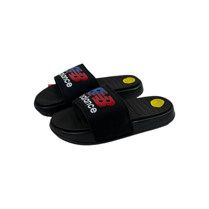 🔥 New Balance Black Icon Slides – Bold Sport Energy 🖤❤️💙