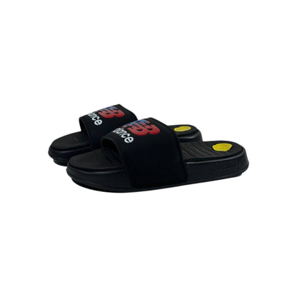 🔥 New Balance Black Icon Slides – Bold Sport Energy 🖤❤️💙