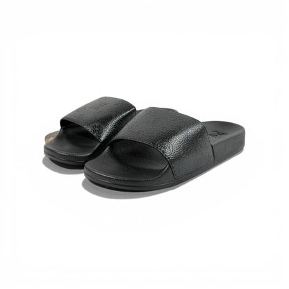 🖤 Louis Vuitton Embossed Slides – Black Luxe Edition ✨