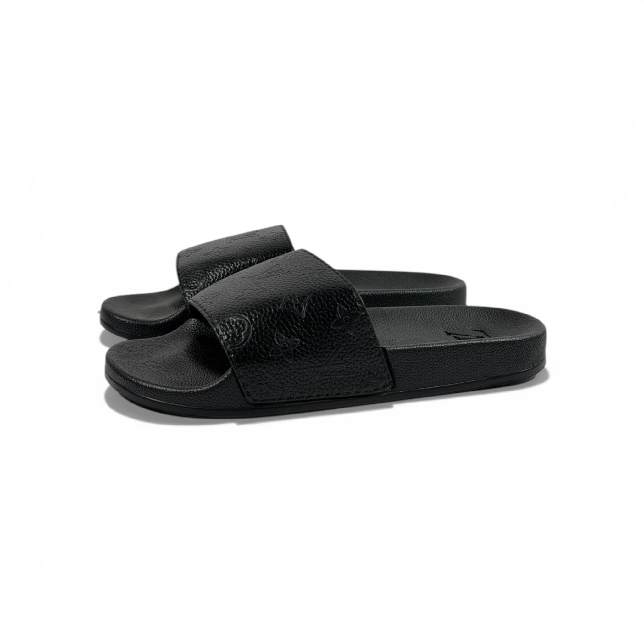 🖤 Louis Vuitton Embossed Slides – Black Luxe Edition ✨
