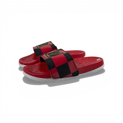 🔴 Louis Vuitton Checkered Slides – Red Statement Edition ❤️✨