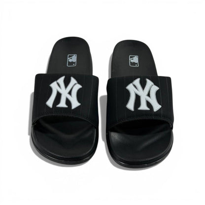⚾ New York Yankees Black Slides – Classic Logo Edition 🖤🤍