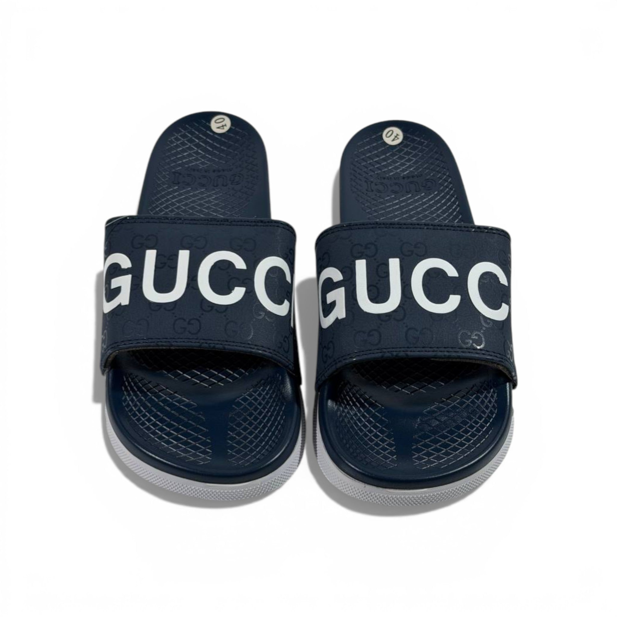 🔵 Gucci Slides – Navy Signature Edition 👑✨