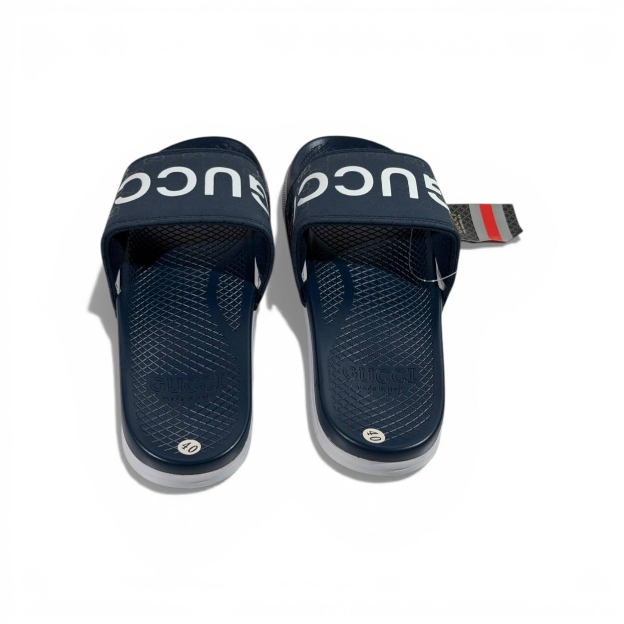 🔵 Gucci Slides – Navy Signature Edition 👑✨
