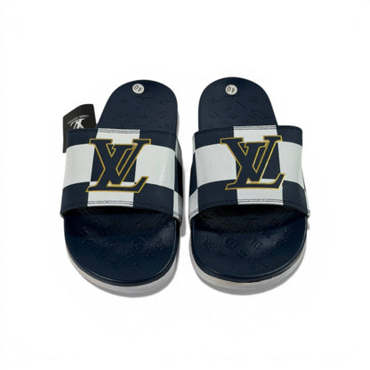 🔵 Louis Vuitton Slides – Damier Navy Edition 👑✨
