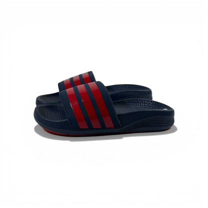 🔵 Adidas Slides – Navy & Red Stripes Edition 🔴🔥