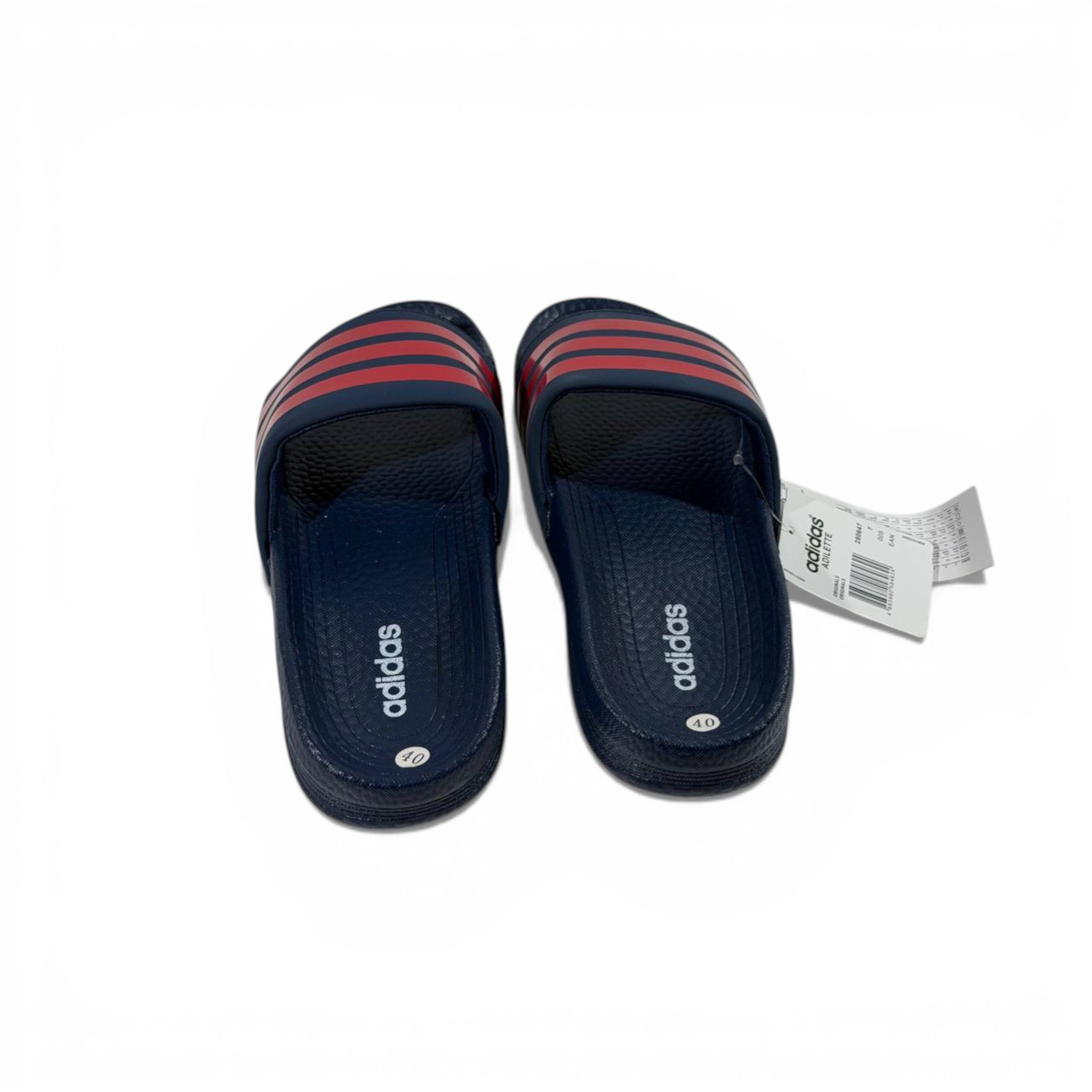 🔵 Adidas Slides – Navy & Red Stripes Edition 🔴🔥