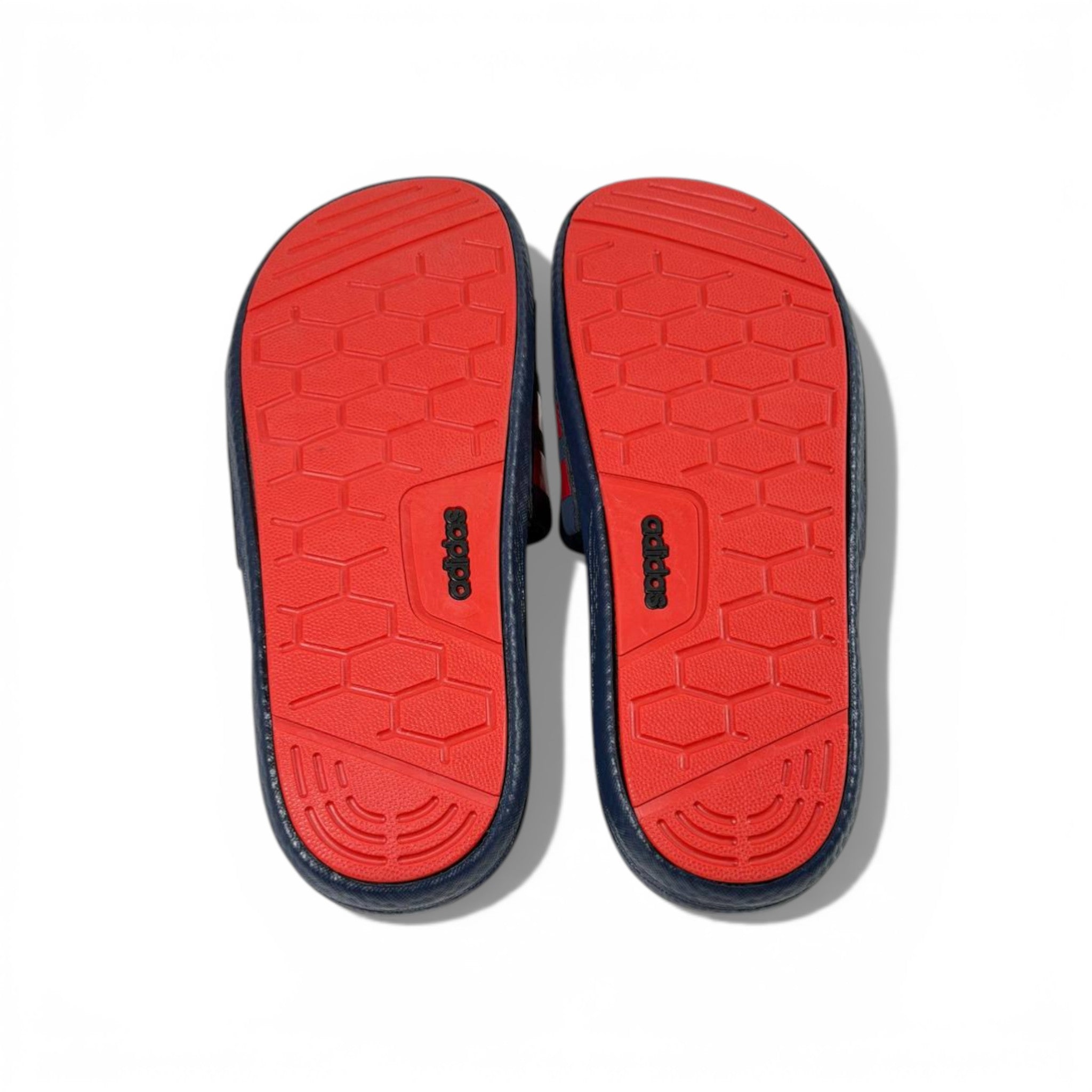 🔵 Adidas Slides – Navy & Red Stripes Edition 🔴🔥