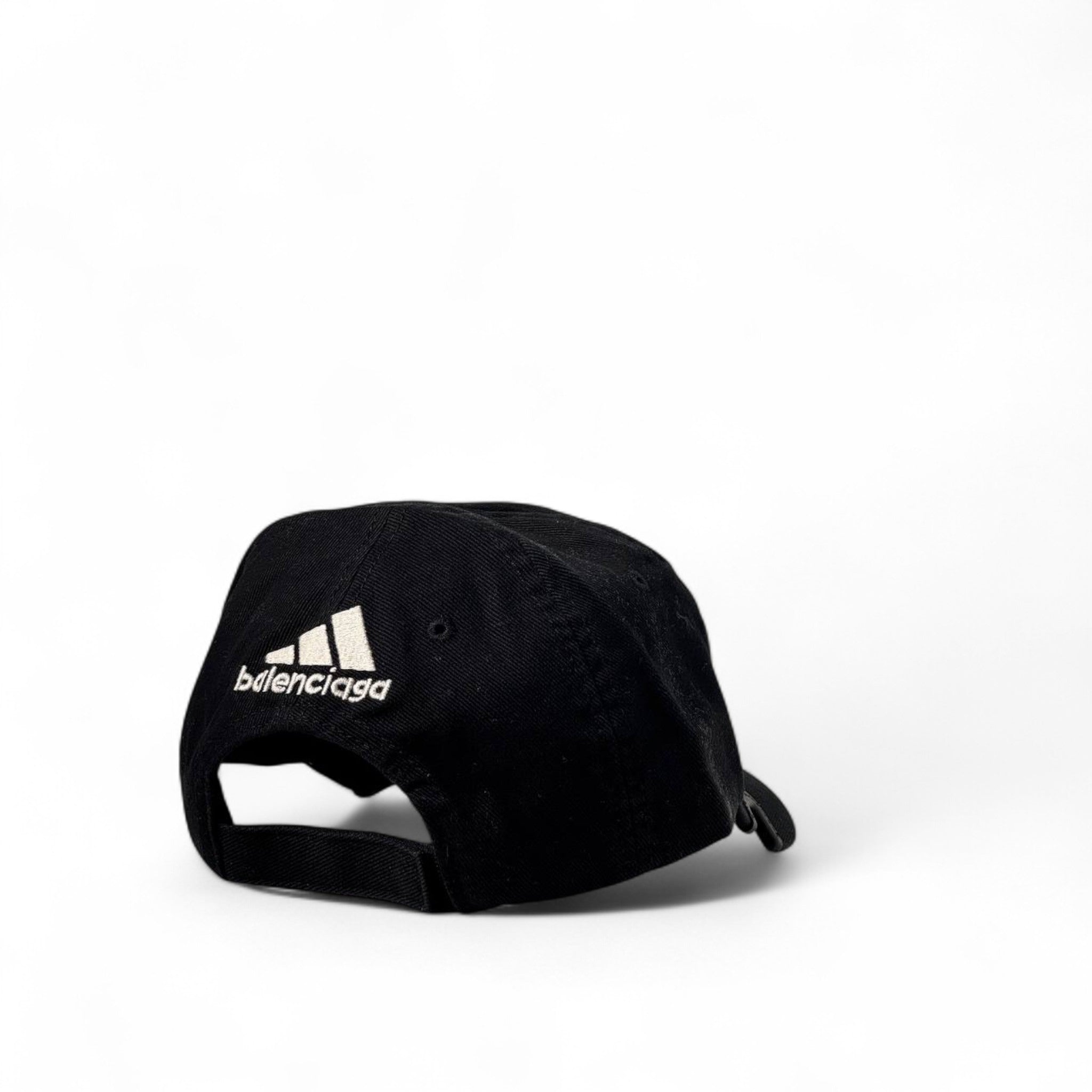 Adidas x Balenciaga Distressed Black Cotton Cap