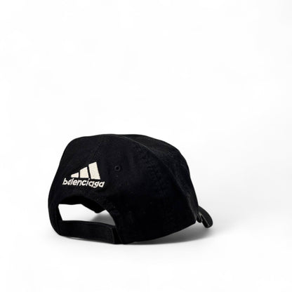 Adidas x Balenciaga Distressed Black Cotton Cap