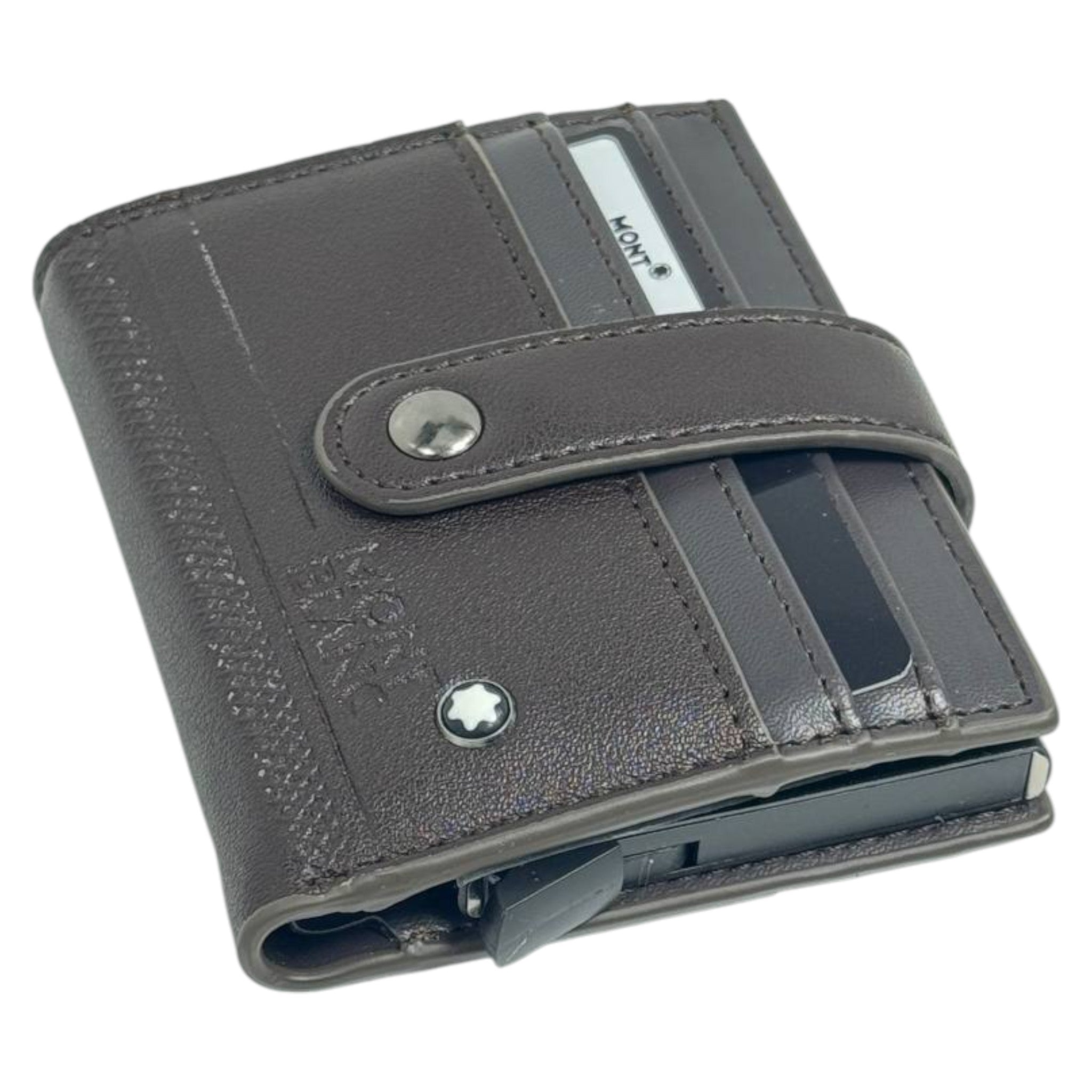 Montblanc Brown Leather Wallet with Snap Closure