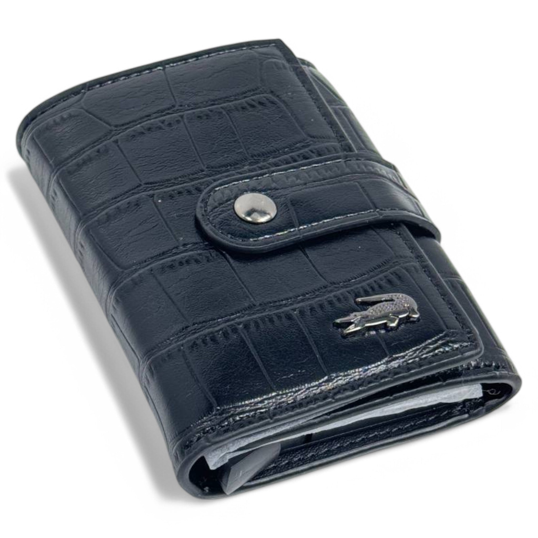 Lacoste Black Croc-Embossed Leather Wallet