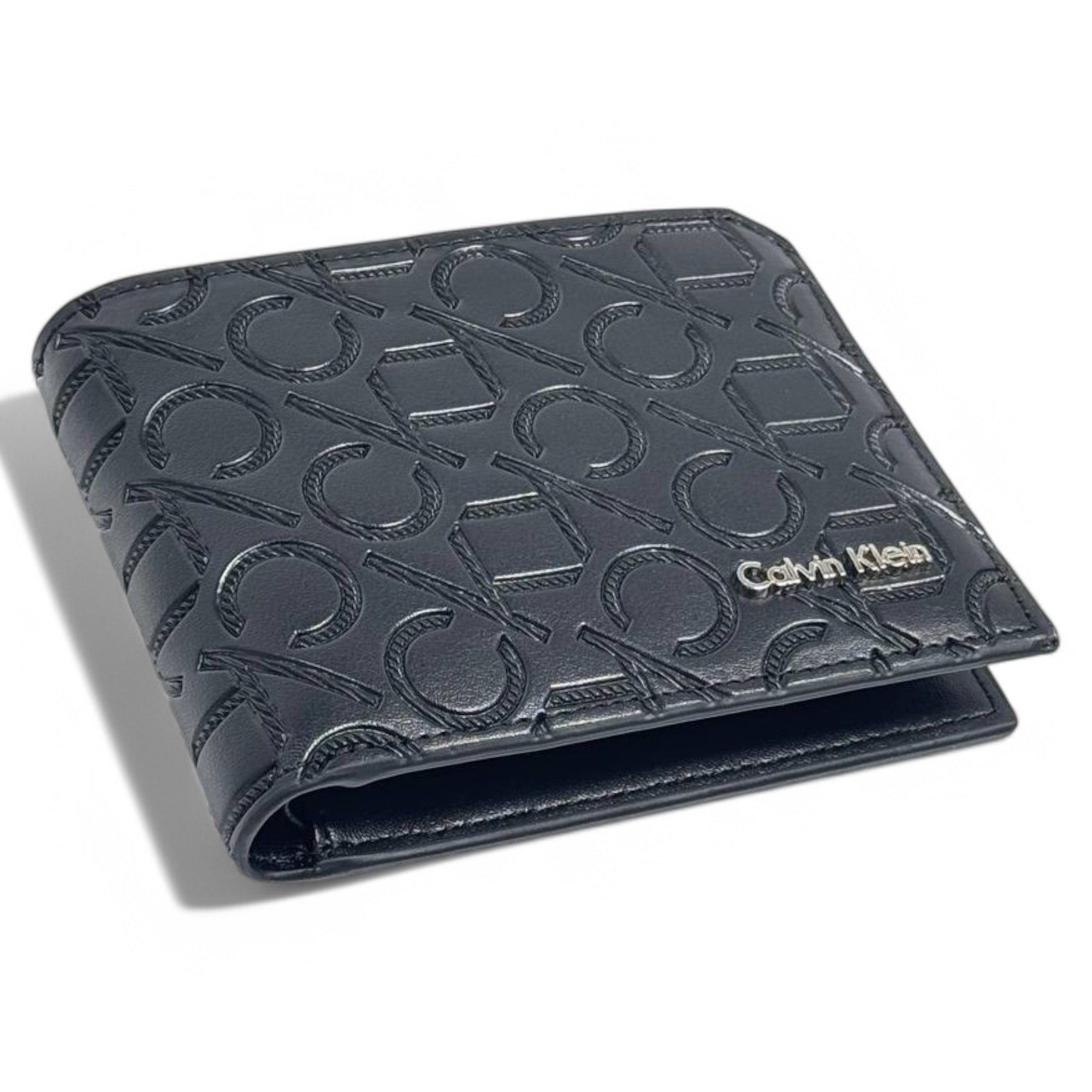 Calvin Klein Black Embossed Monogram Leather Wallet