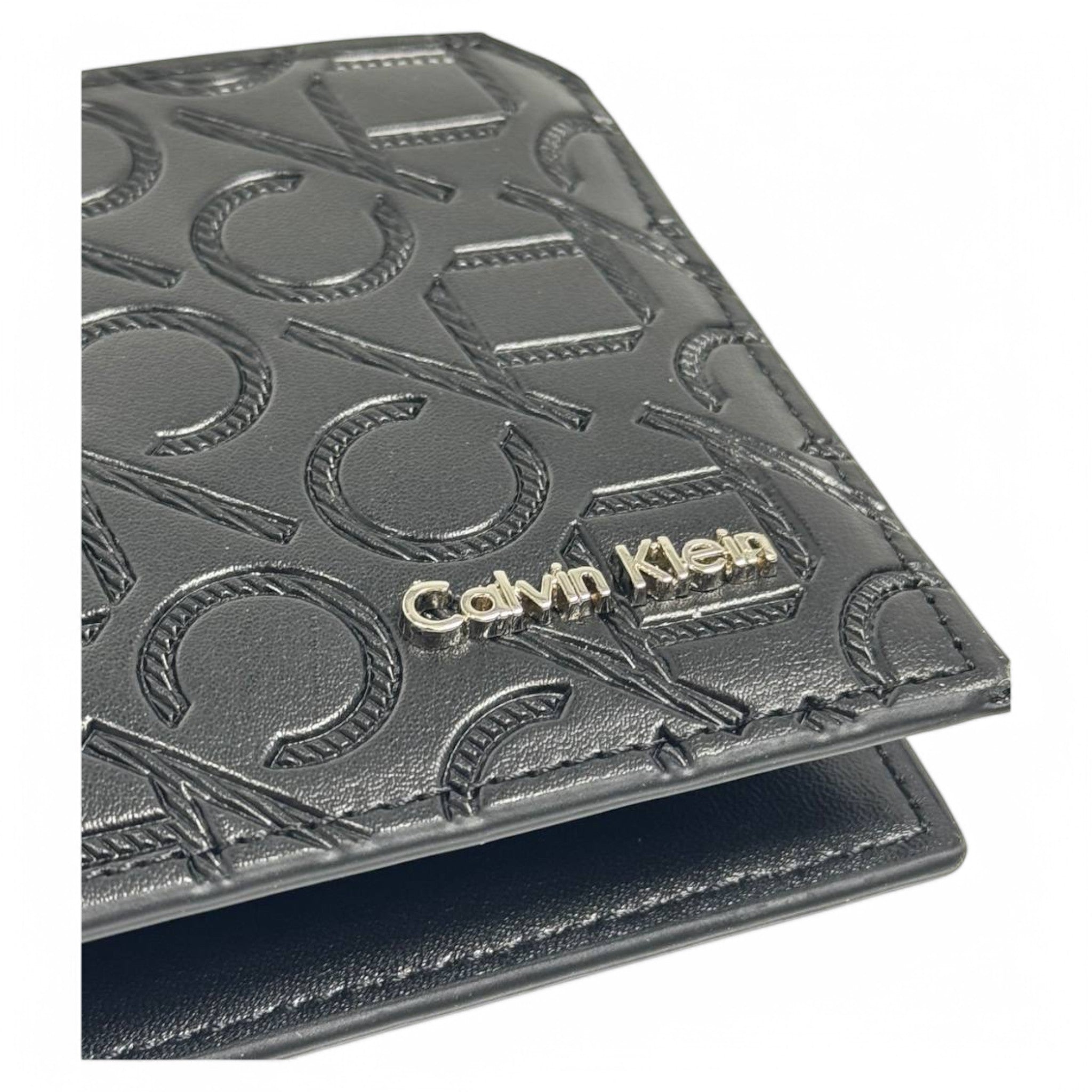 Calvin Klein Black Embossed Monogram Leather Wallet