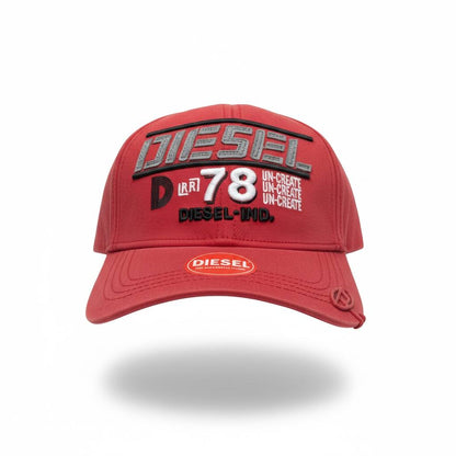 🧢 Diesel D78 Red Cap – Bold Racing Logo Streetwear Style 🔥