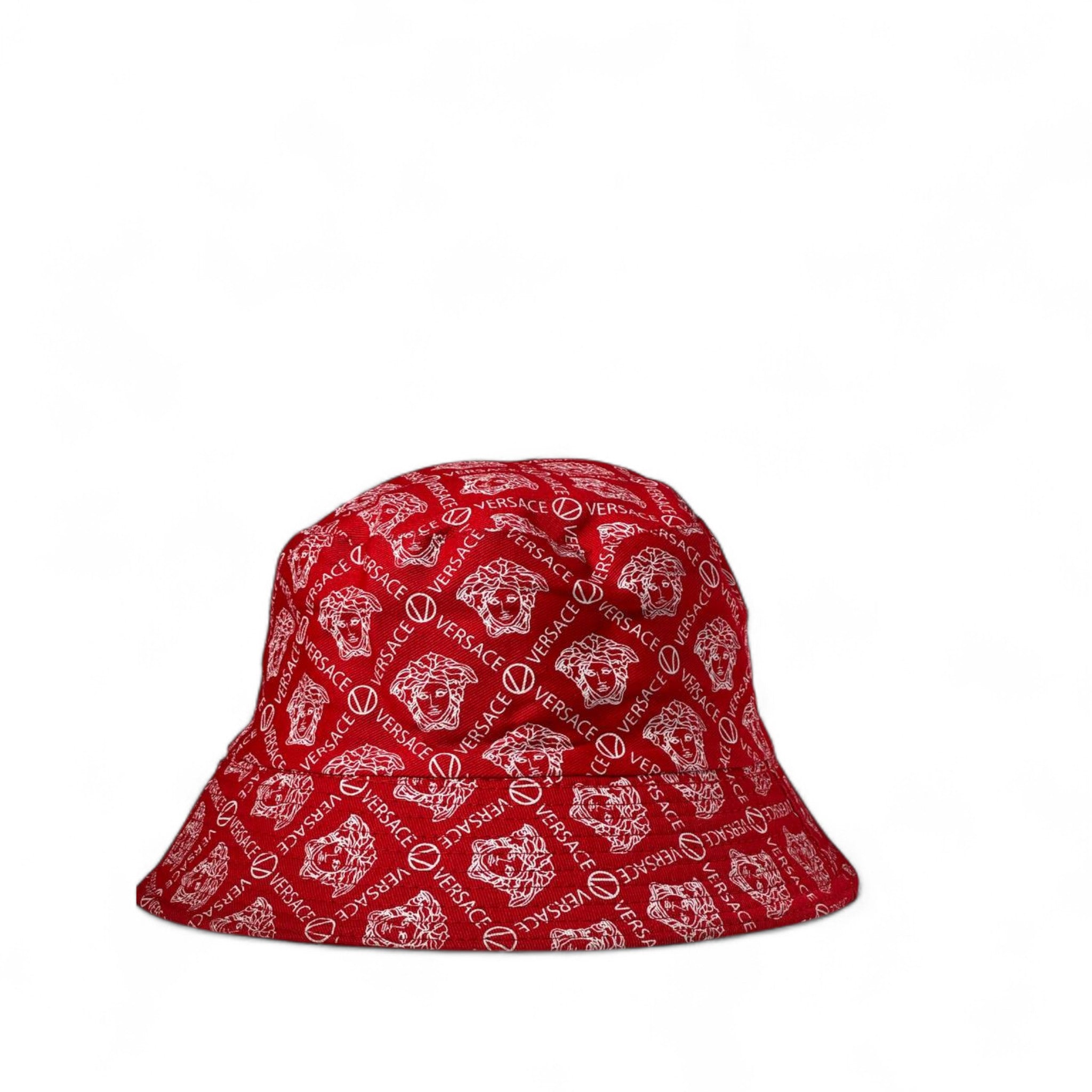 🧢 Versace Reversible Red Bucket Hat – Medusa & Logo Print 🔥