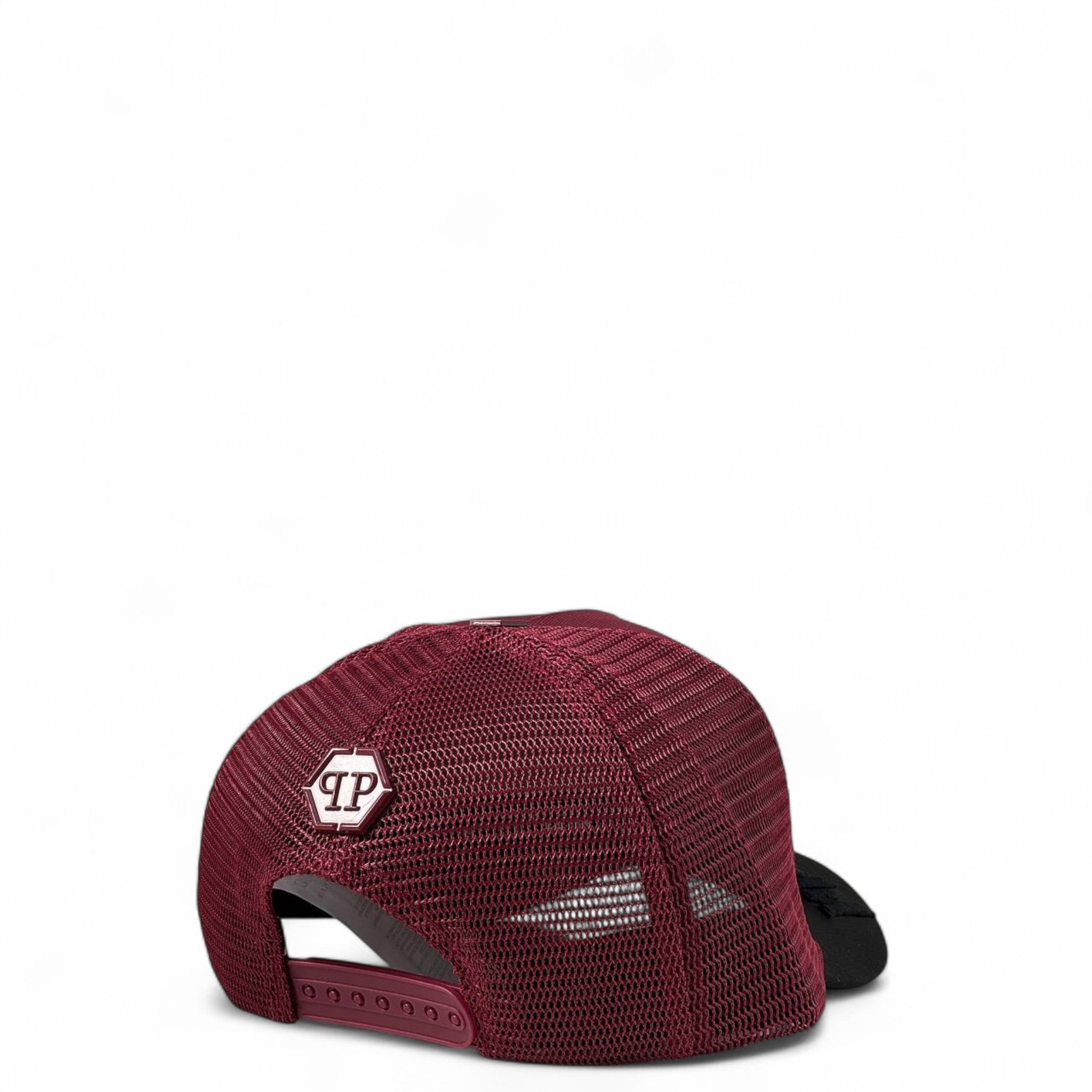 Philipp Plein Skull Trio Cap 💀🔥 | Burgundy & Black Mesh Trucker Hat