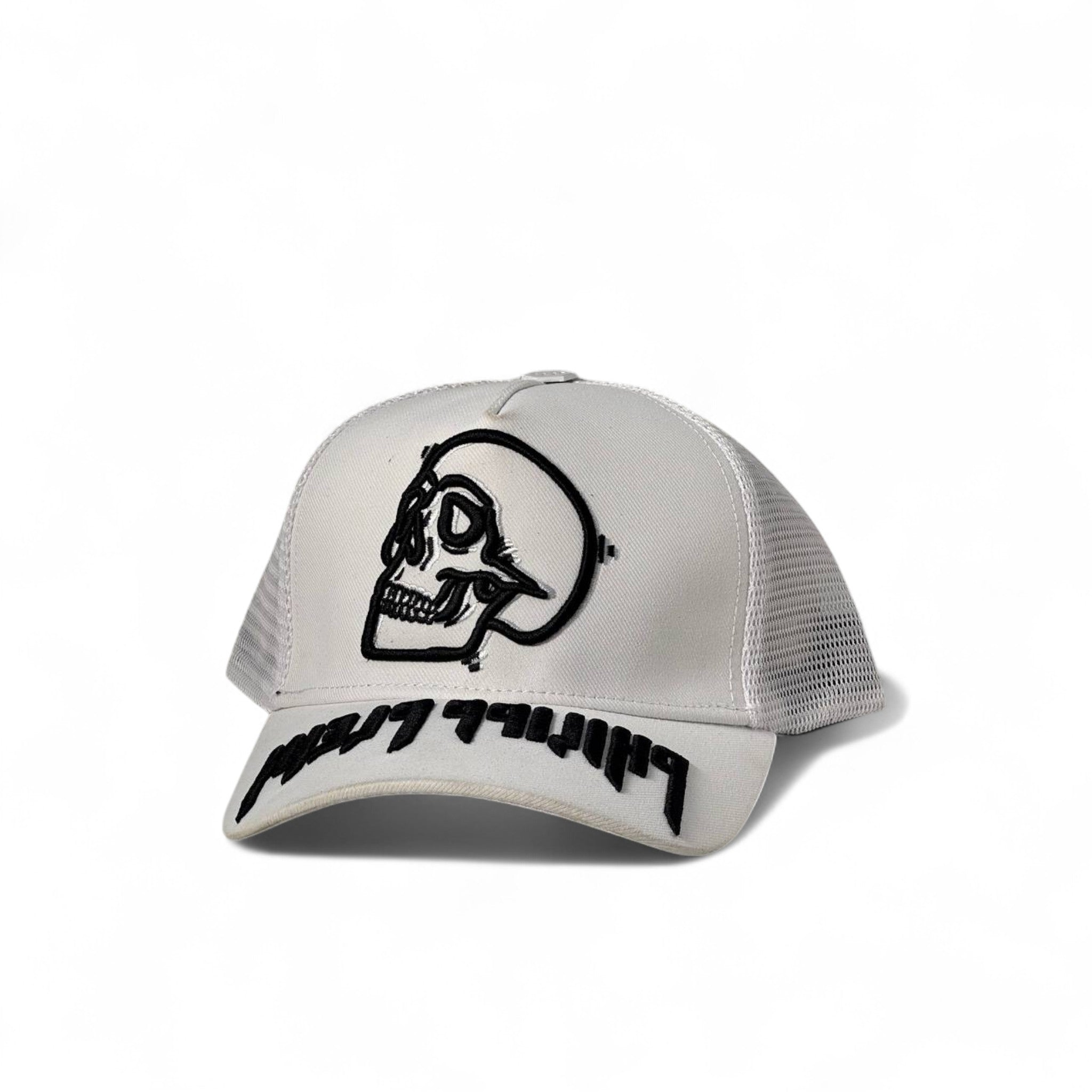 Philipp Plein Mesh Skull Cap 🧠💀 | White Trucker with Bold Black Edge