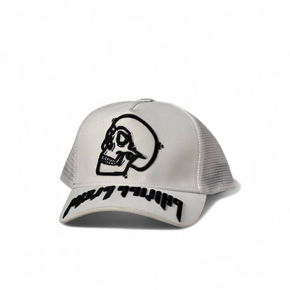Philipp Plein Mesh Skull Cap 🧠💀 | White Trucker with Bold Black Edge
