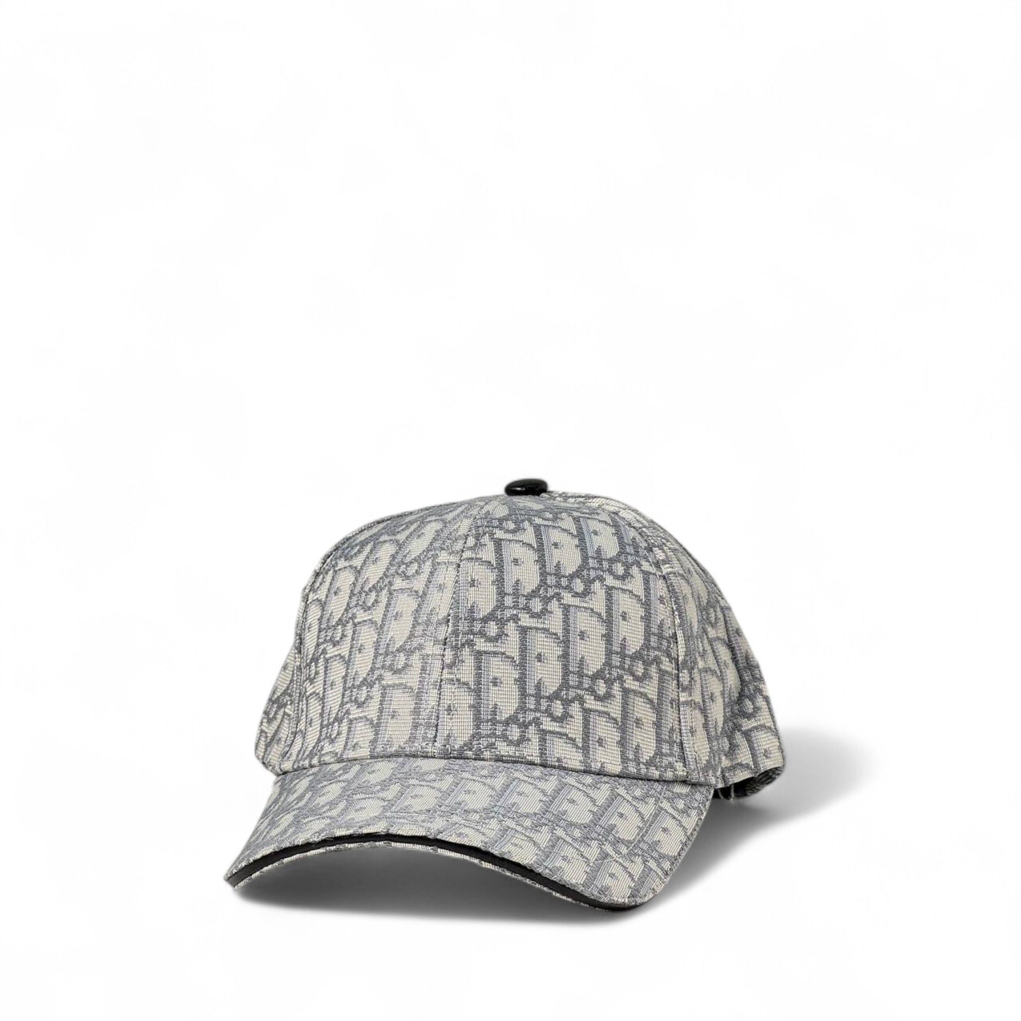 🩶 Dior-Inspired Grey Monogram Cap – Subtle Luxury, Timeless Style 🧢✨