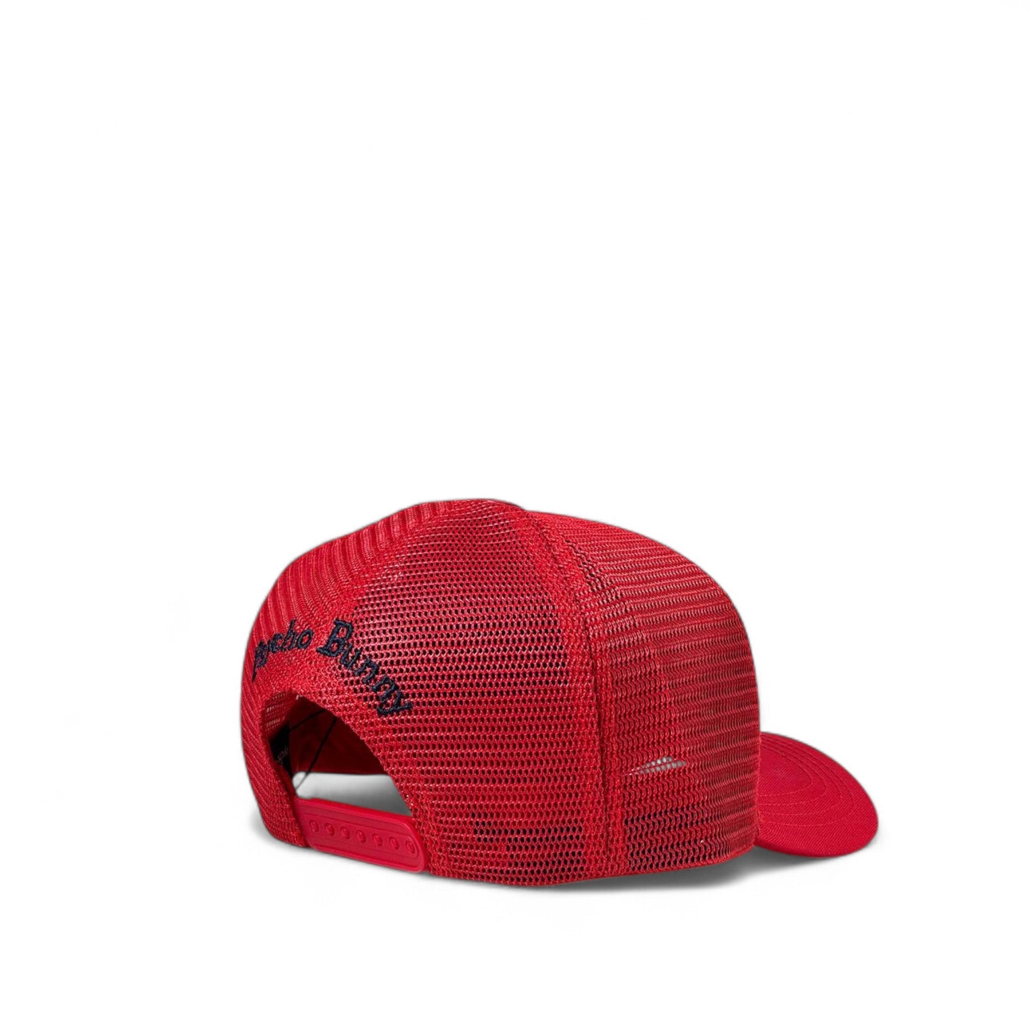 🔥 Red Psycho Bunny Trucker Cap – Bold Style with a Bite 🧢🐰