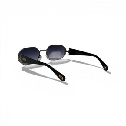 Chloé Hexagon Sunglasses – Black & Silver Luxury Designer Eyewear 🕶️✨