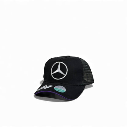🧢 Mercedes-Benz Black Mesh Trucker Cap – Classic Star Logo Edition