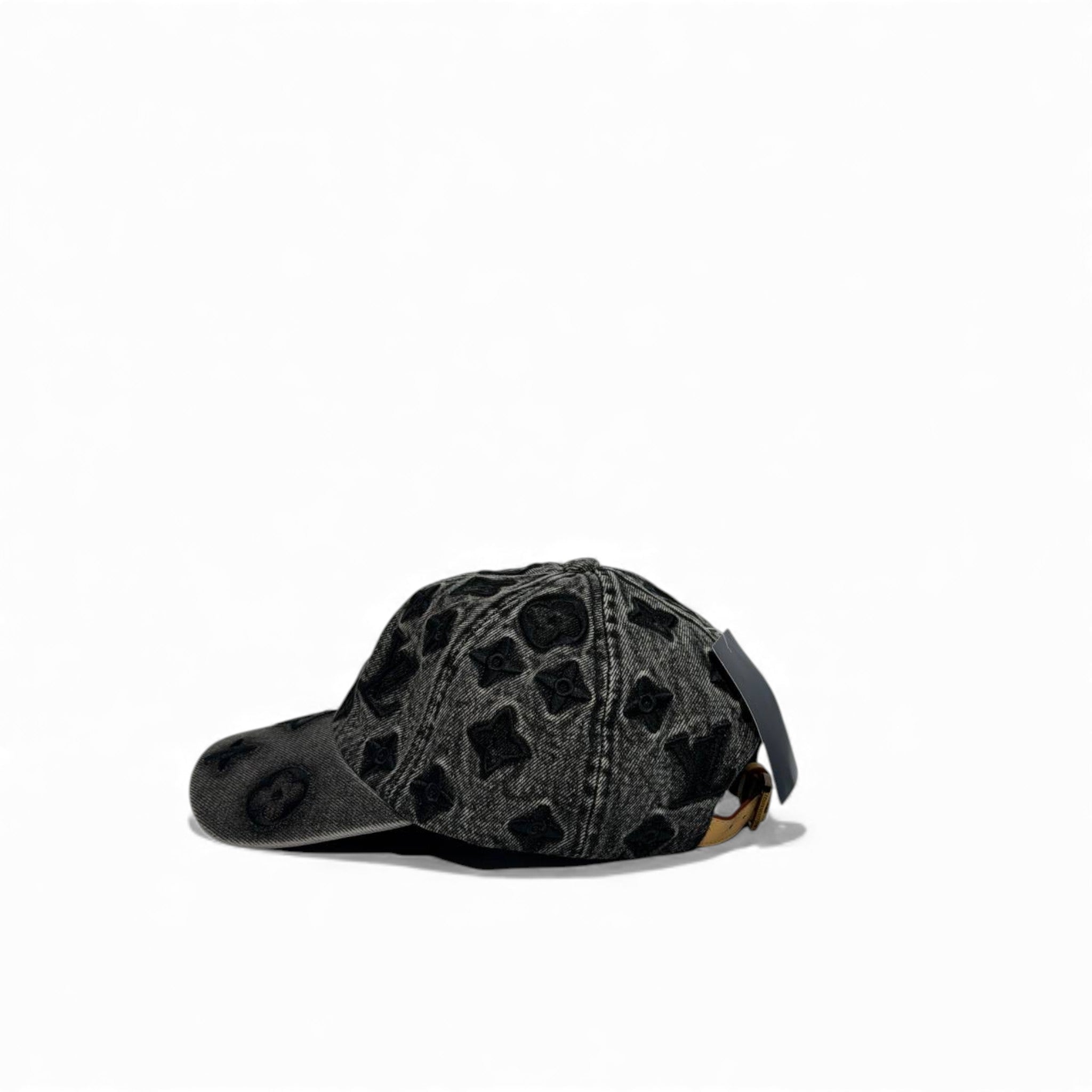 🧢 Louis Vuitton Monogram Black Washed Denim Cap – Luxury Street Edition
