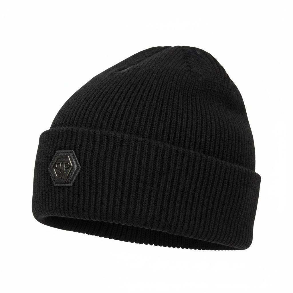 🧢 Philipp Plein Black Signature Beanie – Luxury Winter Essential
