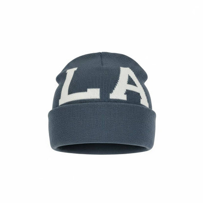 🧢 LA Oversized Logo Beanie – Blue Edition | Streetwear Winter Essential ❄️🔥