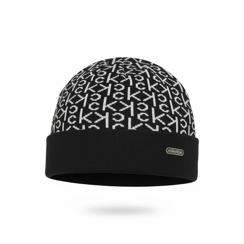 Calvin Klein Monogram Beanie 🖤 | Black & White Winter Knit Hat | Luxury Unisex Style