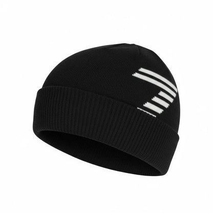 Emporio Armani Black Knit Beanie 🖤 | Minimal White Logo | Premium Winter Hat