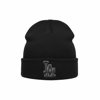 LA Black Embroidered Beanie 🖤❄️ | Minimal Streetwear | Premium Winter Knit Hat