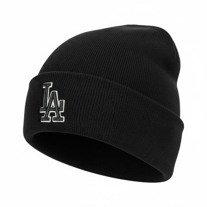 LA Black Embroidered Beanie 🖤❄️ | Minimal Streetwear | Premium Winter Knit Hat