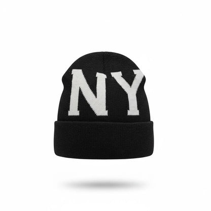 NY Black Knit Beanie 🖤❄️ | Bold New York Logo | Unisex Winter Streetwear Hat