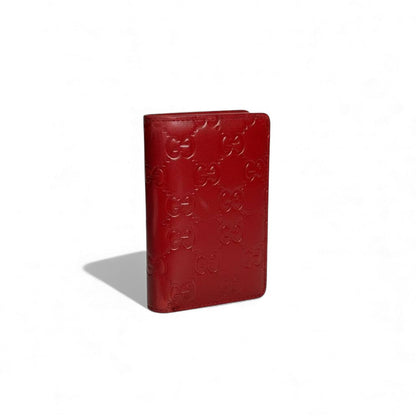 Gucci Red Embossed Leather Card Holder ❤️✨ | Luxury Slim Wallet | Unisex Elegant Design