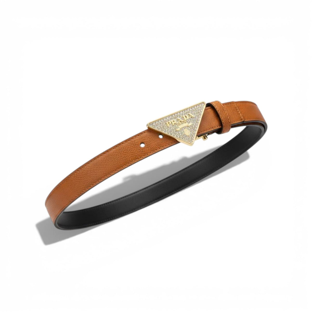 ✨ Prada Triangle Logo Belt – Elegant Designer Leather Belt 🤎