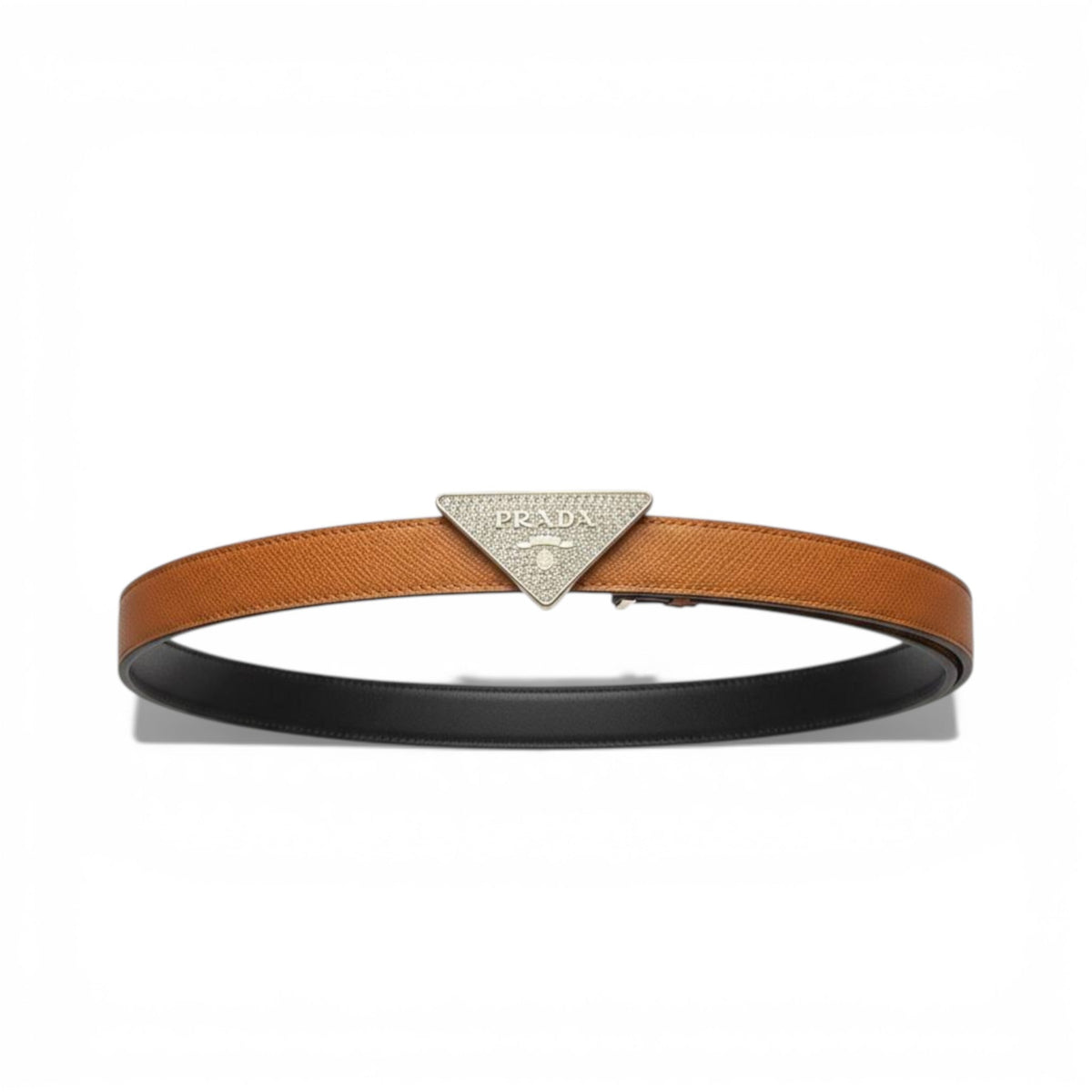 ✨ Prada Triangle Logo Belt – Elegant Designer Leather Belt 🤎