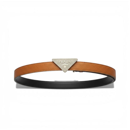 ✨ Prada Triangle Logo Belt – Elegant Designer Leather Belt 🤎