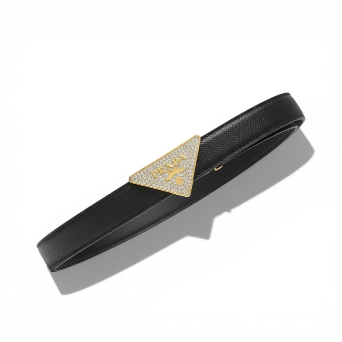 🖤 Prada Triangle Logo Leather Belt – Black Luxury Designer Belt ✨