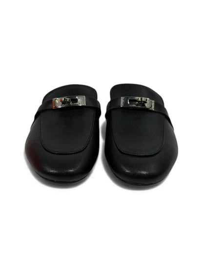 🔥 Hermès-Inspired Leather Mules – Black Luxury Edition 🔥