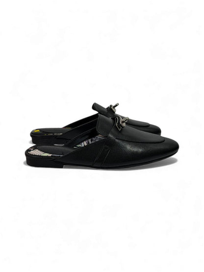 🔥 Hermès-Inspired Leather Mules – Black Luxury Edition 🔥