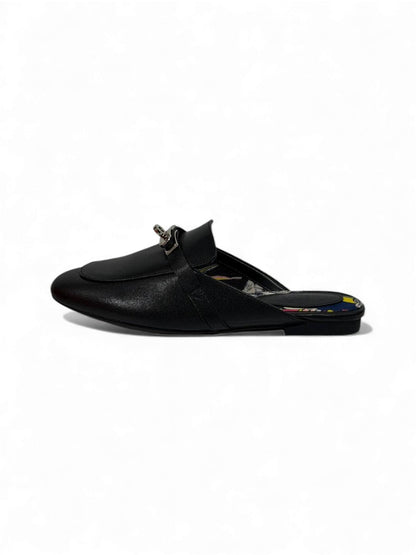 🔥 Hermès-Inspired Leather Mules – Black Luxury Edition 🔥