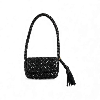 🔥 Bottega Veneta Handmade Woven Shoulder Bag – Black Artisan Edition 🔥