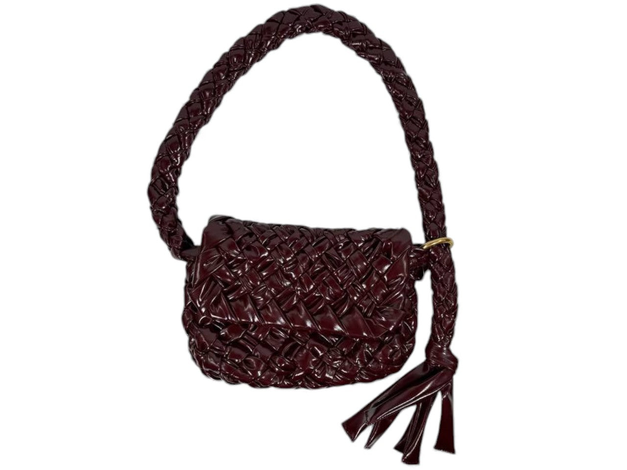 🔥 Bottega Veneta Handmade Woven Shoulder Bag – Burgundy Artisan Edition 🔥