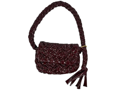 🔥 Bottega Veneta Handmade Woven Shoulder Bag – Burgundy Artisan Edition 🔥