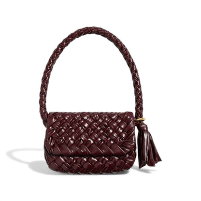 🔥 Bottega Veneta Handmade Woven Shoulder Bag – Burgundy Artisan Edition 🔥
