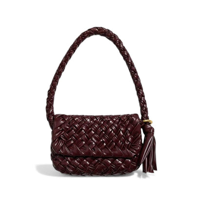 🔥 Bottega Veneta Handmade Woven Shoulder Bag – Burgundy Artisan Edition 🔥